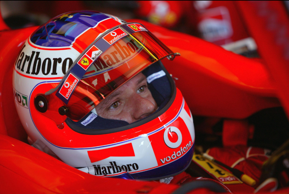 Rubens Barrichello usando capacete Arai — Fórmula 1 — Ferrari